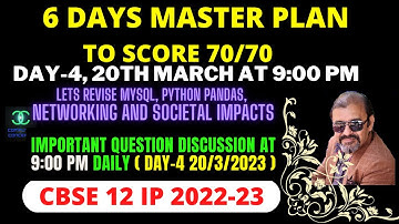 HOW TO SCORE 70/70 IN CLASS 12 IP IN CBSE 2023 | STREAMING DAY-4 20/3 9:00 PM | SIX DAYS MASTER PLAN