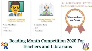 Reading Month Competitions 2020 For Teachers, Faculties and Librarians; Quiz & Video Book Contest