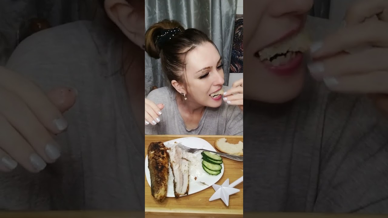 Мукбанг рыбка хек ,рис 