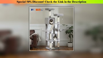 Review Large Cat Tree Tall Cat Tower for Indoor Cats Multi-Level Plush Cat Condo with Scratching Po