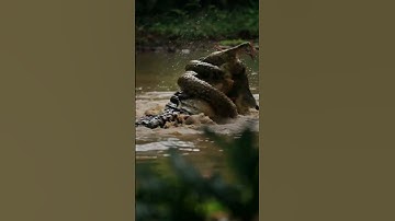 Crocodile vs Python: Brutal Jungle Battle Caught on Camera! #animalfight #wildlifebattle #snake