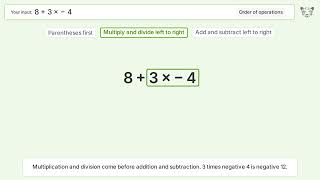 Master Order of Operations: Solve 8+3*-4 Update