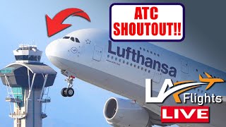 EPIC! Lufthansa A380 SHINE THE LIGHT & ATC SHOUT OUT!