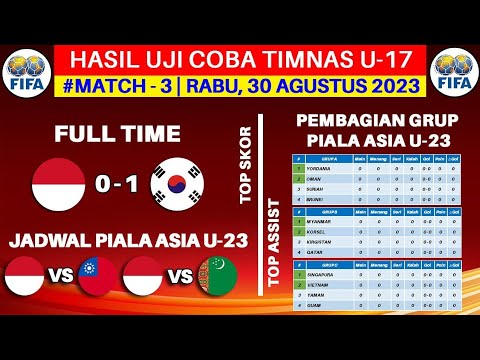 Hasil Uji coba Hari ini - Timnas Indonesia vs Korea Selatan - Jadwal Kualifikasi piala Asia U23 2023