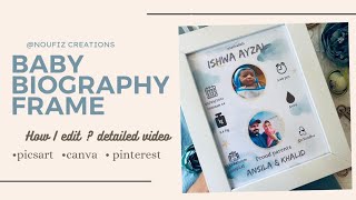 Detailed video of Baby Biography frame //baby birth detailed frame tutorial//@noufizcreations screenshot 5