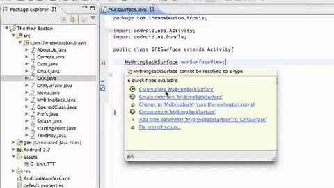 Android Application Development   67   Setting up a SurfaceView class