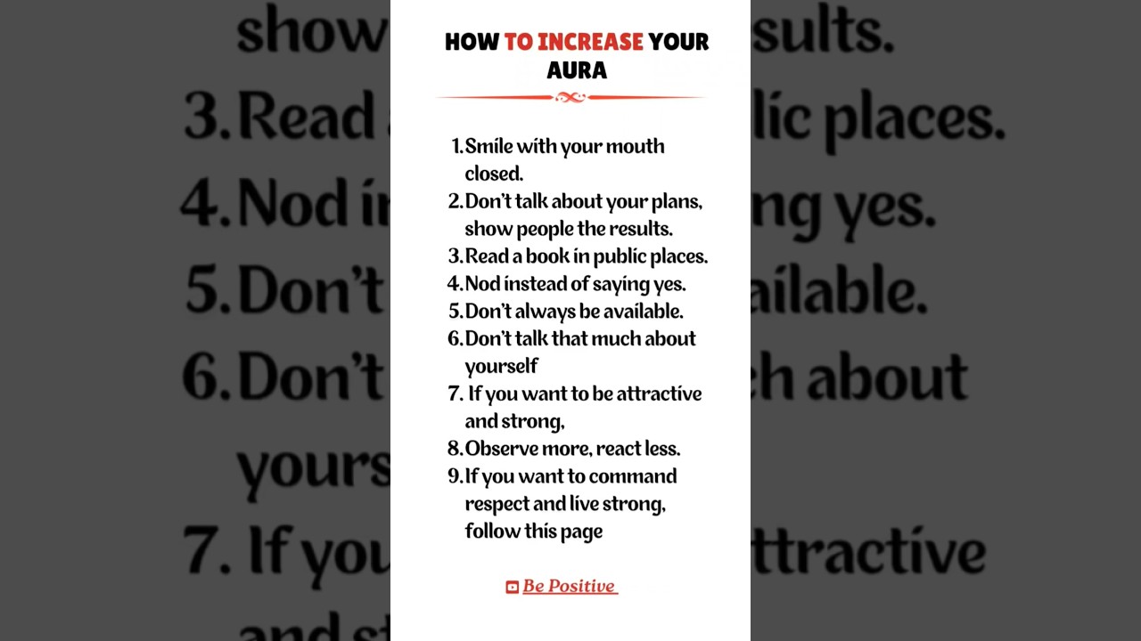 How to increase your aura.....