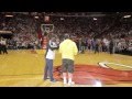 LeBron James Tackles & Bear Hugs Michael Drysch, The Carmex Half-Court Hero (Live Footage)