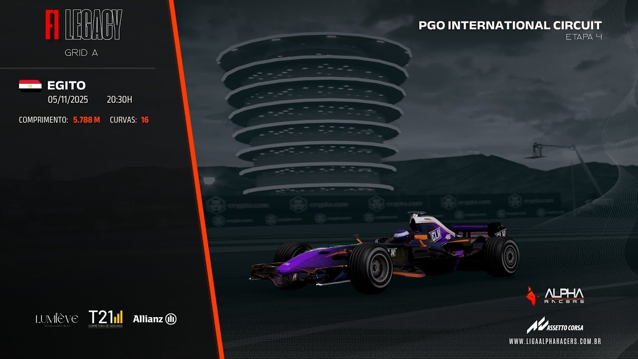 🏁 AO VIVO: ETAPA 4 - GP do Egito | F1 Legacy - GRID A | Alpharacers