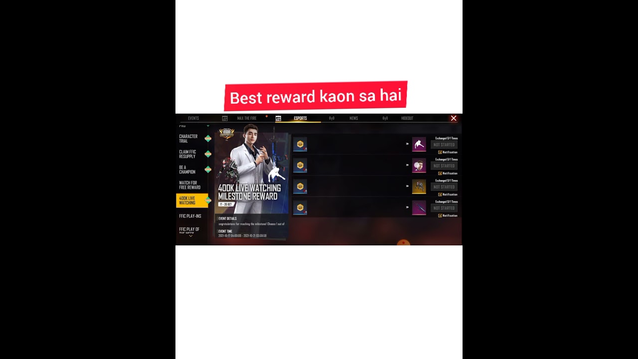 Which reward is best in new event FFIC champion in free fire 🔥🔥😃😃😱😱