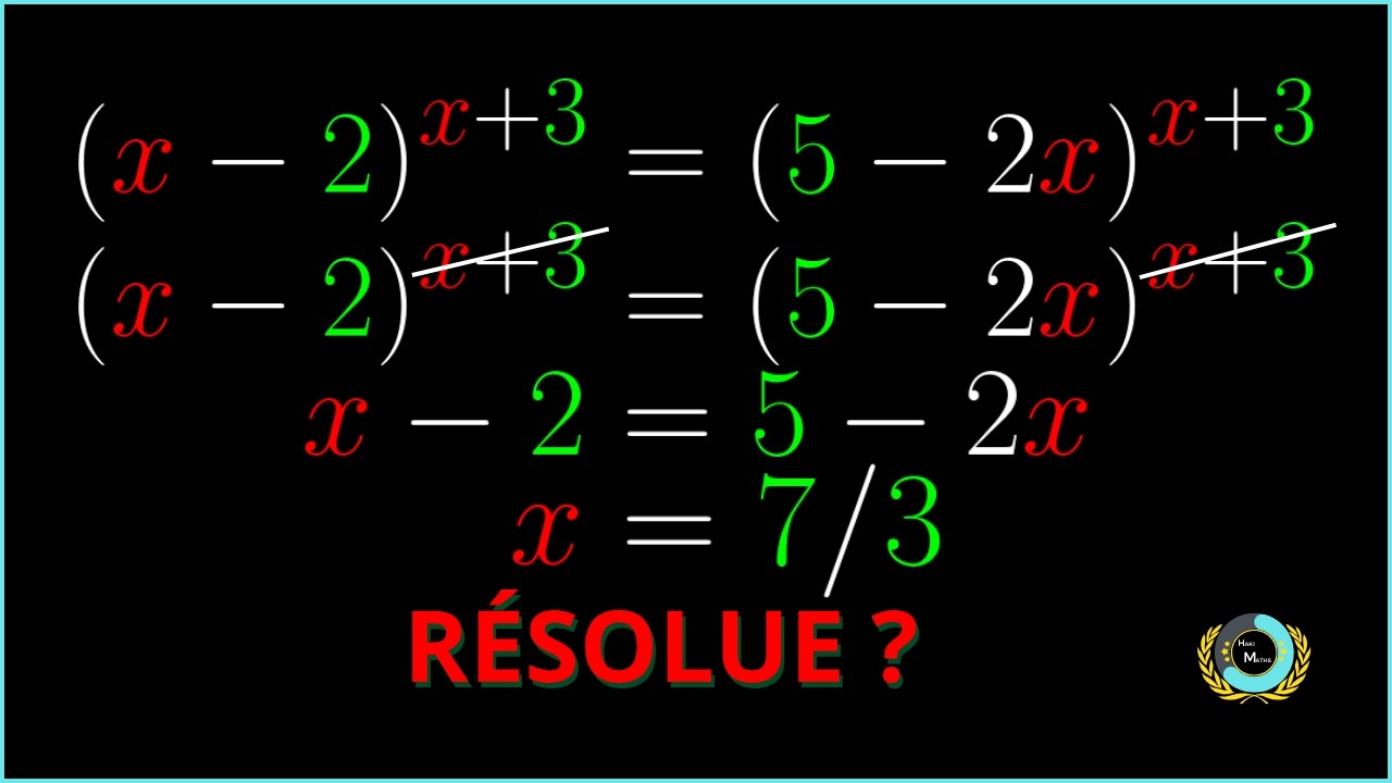 Ne le faite JAMAIS comme çà| (x-2)^(x+3) = (5-2x)^(x+3) | #challengingmathproblems