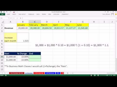Highline Excel 2013 Class Video 04: Percentage Increase or Decrease Formula