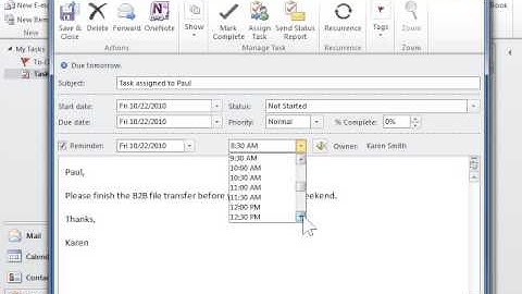 Outlook 2010 Set or Clear a Reminder for a Specific Task