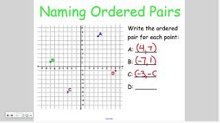 Pre Algebra 2-6: Graphing in Four Quadrants