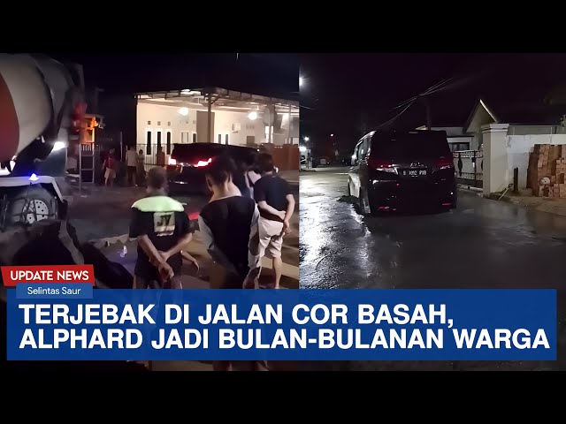 GAK ADA OTAK!! Malam-malam Terobos Jalan Cor Basah, Mobil Mewah Berakhir Jadi Bulan-bulanan Warga class=