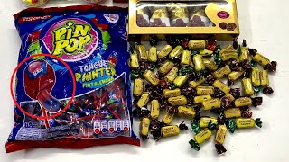 Pin Pop Lollipop Tongue Painter with lot of candies unboxing and Review