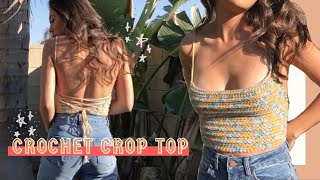 EASY CROCHET CROP TOP | how to crochet a strappy crop top tutorial!