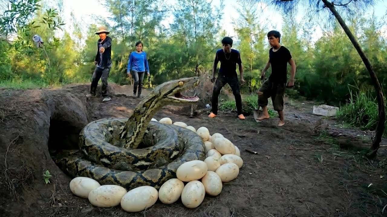 Brave Hunter Rescues Young Girl And Boy From A Giant Python - YouTube