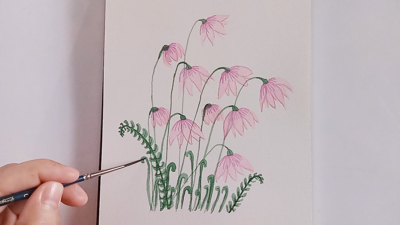 Easy simple Pink Flower Painting | Watercolor Painting 🌸