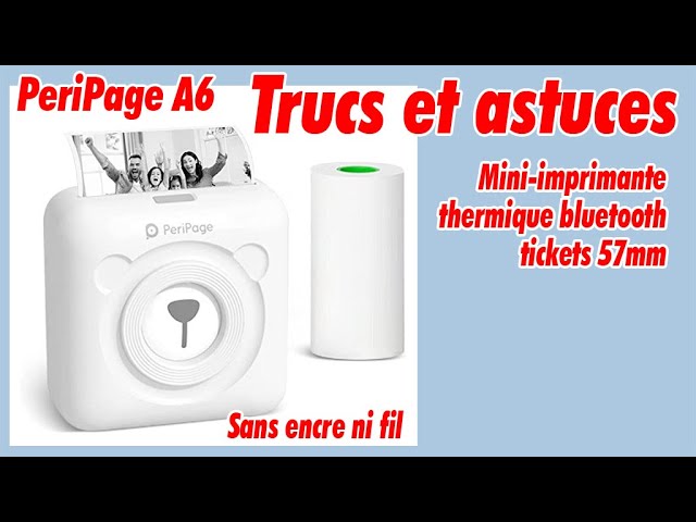 Mini imprimante thermique Peripage Bluetooth portable avec 10