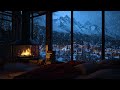 Snowstorm & Fireplace Crackles Through the Night ❄ Cozy Winter Ambience for Deep Sleep and Relax