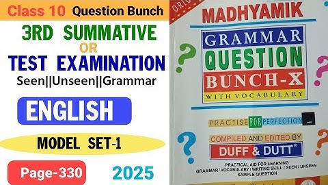 Class 10 Duff and Dutt English question bunch 2025,3rd Summative evaluation, model set 1 page no-330