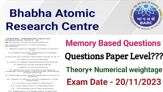 BARC Exam Review 2023||BARC Memory Based Questions 2023||barc exam analysis 2023||Mechanical Paper