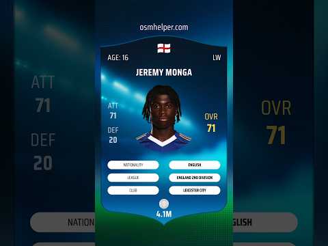 Jeremy Monga is recommendation of today for OSM. #osmscout #osm #onlinesoccermanager #osmtactics