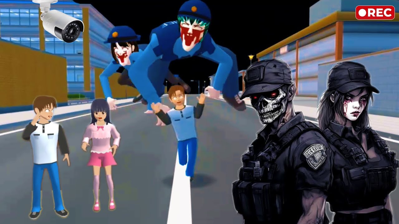 YUTA DIKEJAR 2 RAKSASA ZOMBIE POLISI di KOTA SAKURA 😱‼️SAKURA SCHOOL SIMULATOR