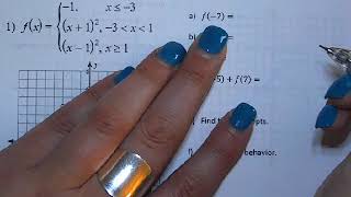 Characteristics of Piecewise Functions Class Examples