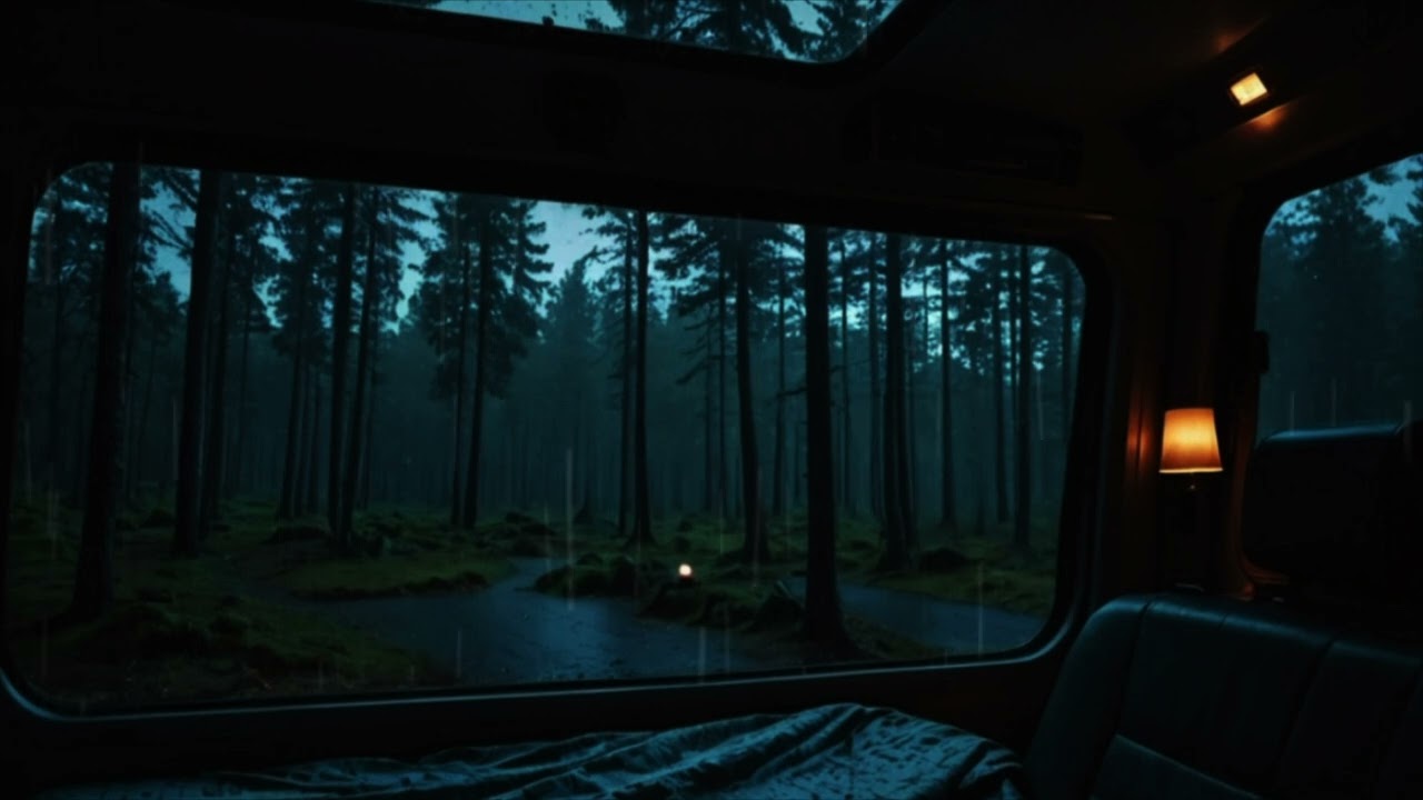Heavy Rain & Distant Thunder in Car 🚗🌙 | Relax sleep Sounds (8 Hours)