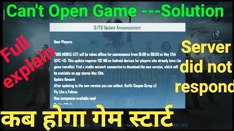 Pubg Mobile Lite Server did not respond Maintenance Break 0.17.0 New Update (कब होगा गेम स्टार्ट )