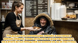 картинка: Олигарх стал бомжом, чтобы испытать невестку. Увидев ее поступок, он пал на колени.