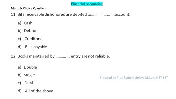 Single entry | Accounts from Incomplete records important multiple choice questions.