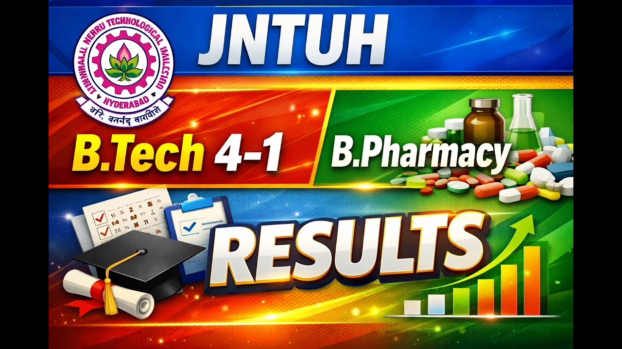 Обновление результатов экзаменов JNTUH BTech 4-1 и результатов экзаменов по фармации за 1-й курс.