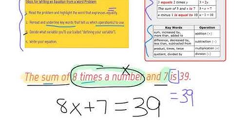 Translating a sentence into a multi step equation