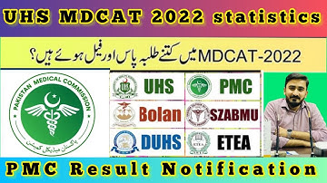 MDCAT Result Statistics:: PMC Notification/ passing Ratio of All Admitting universities