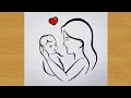 How to draw mother and baby cute beautiful love drawing gali gali art 