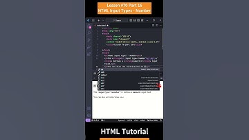 HTML Tutorial - Lesson 70: HTML Input Types - Number Part 16 #shorts #html #css #htmltutorial