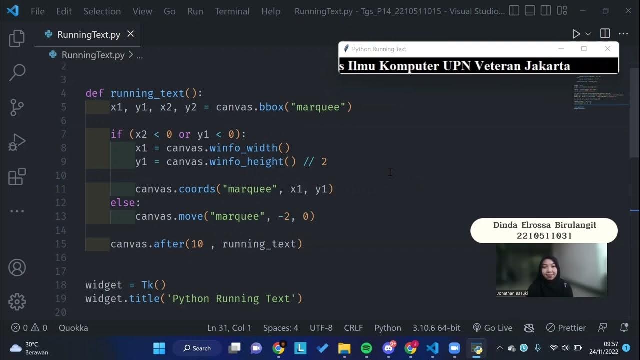 Program Teks Berjalan Bahasa Python - YouTube