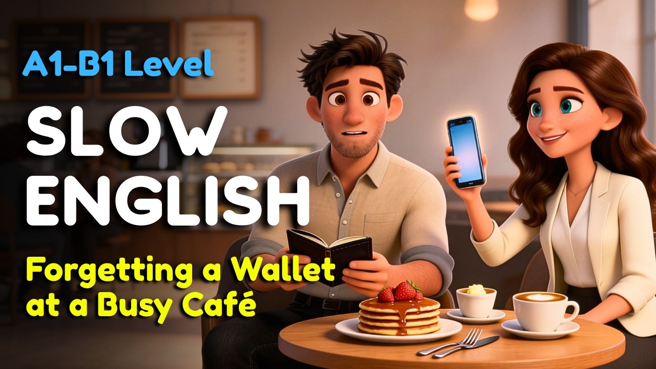 Forgetting a Wallet at a Busy Café | Easy English Listening for Beginners (A1–B1)