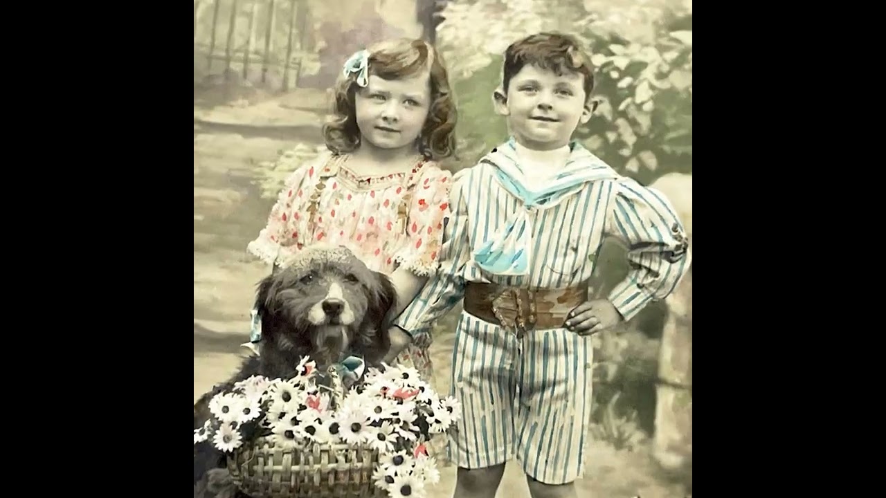 1910s French Hand-Tinted Postcard: Children, Dog & Daisies - YouTube