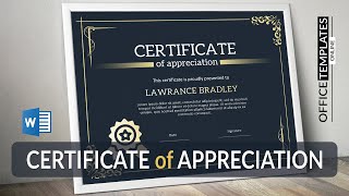 Easy way to Design Certificate of Appreciation in MS Word | Black & Golden Theme