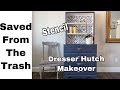 Dresser Bookcase Hutch Makeover || Junkyard Save || Timeless Blue || Chalk Paint || Stencil || DIY