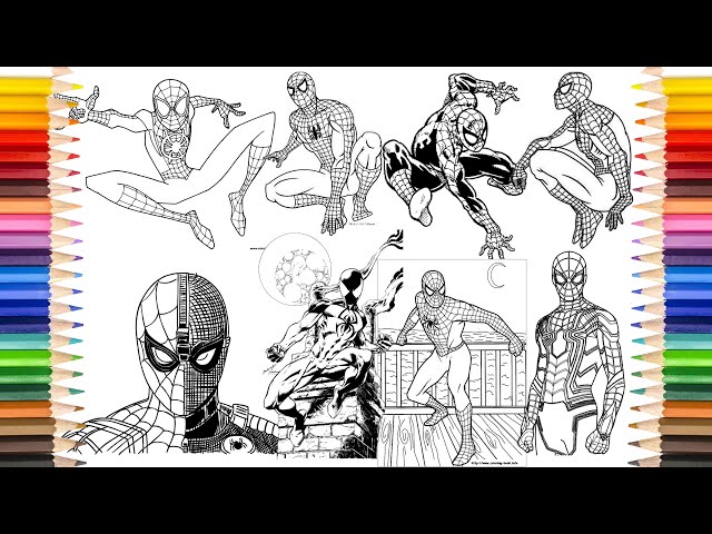 SPIDER-MAN Coloring Book  Spider-Man 🕷👦🏻 50 Plus Videos Coloring Pages  👍🏻👍🏻 