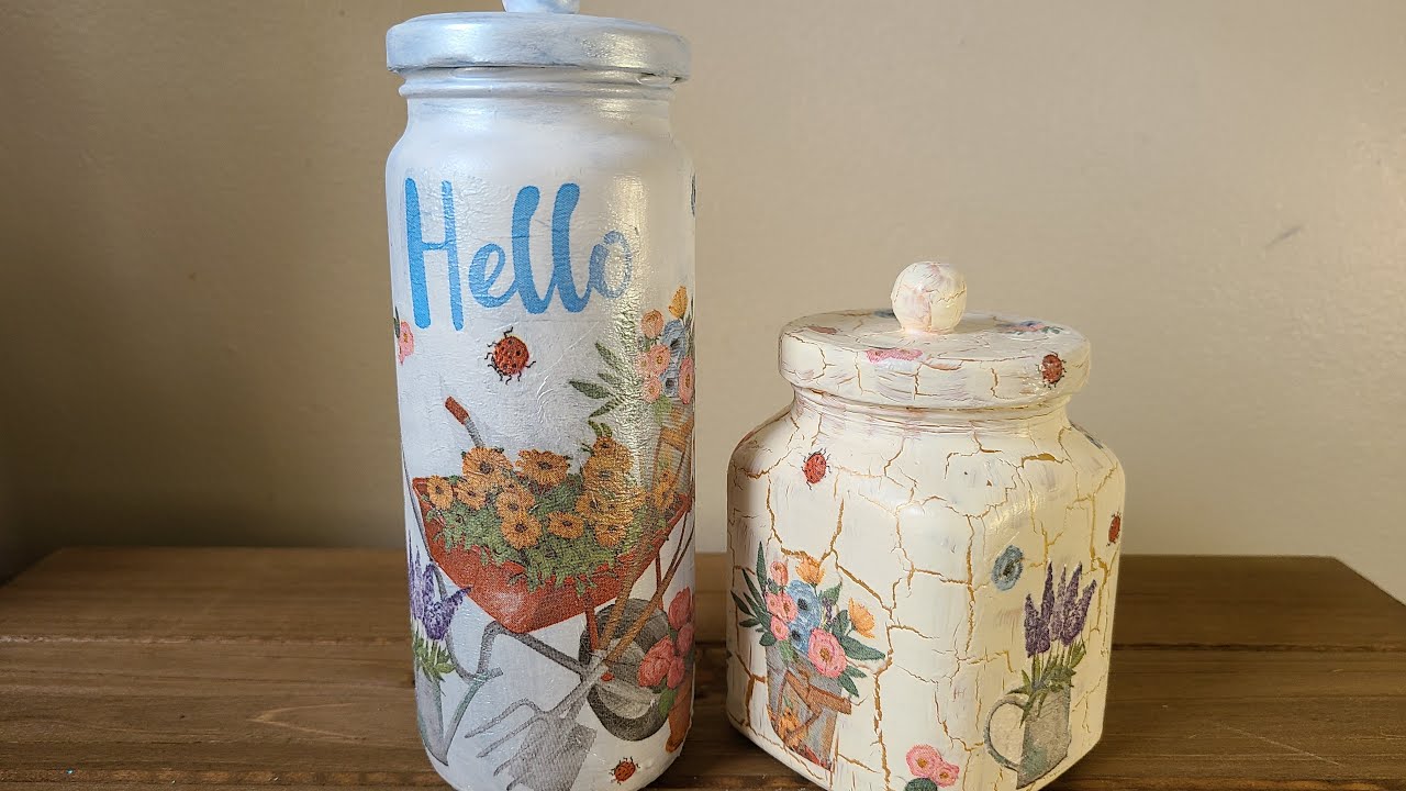 ¿Cómo craquelar  en botes de vidrio?