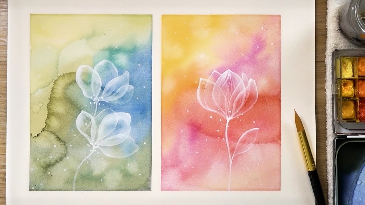 2 Piece Painting / White Watercolor Painting Technique 479 YouTube