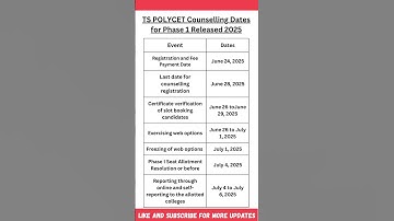 TS POLYCET 2025 Phase 1 Counselling Dates Out! | Full Schedule Inside