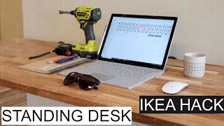 Build Floating Standing Desk Ikea Hack with HAMMARP Butcher Block Countertop