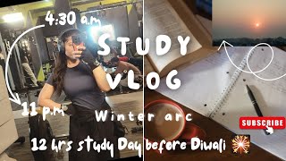 HAPPY DIWALI 🪔| 12 HRS WINTER ARC STUDY VLOG ✨#studyvlog #winterarc #upscvlog #upsc2026 #upsc #vlog